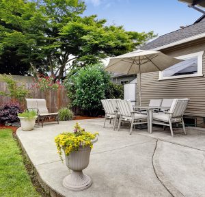 Concrete Patio in Backyard