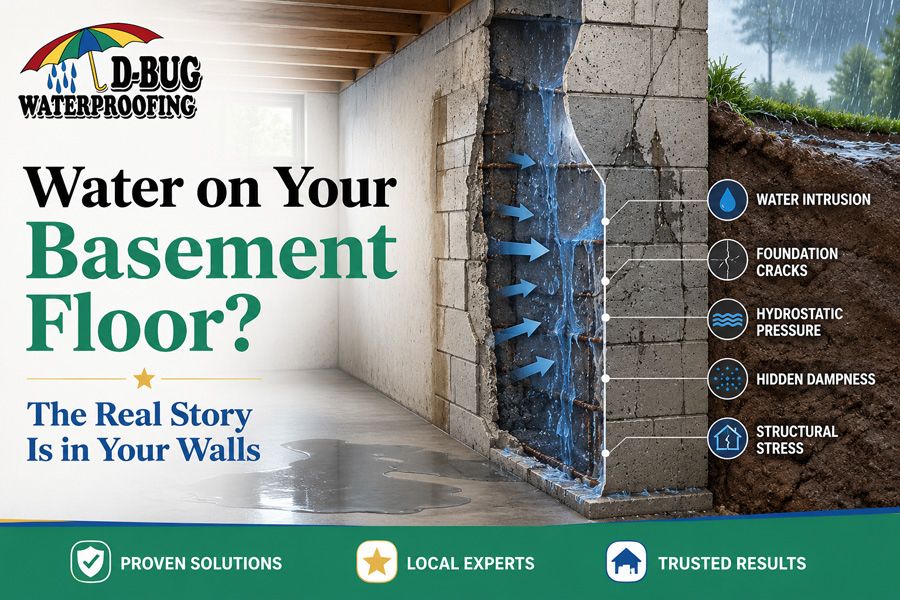 Info graphic showing how water gets into residential basements/